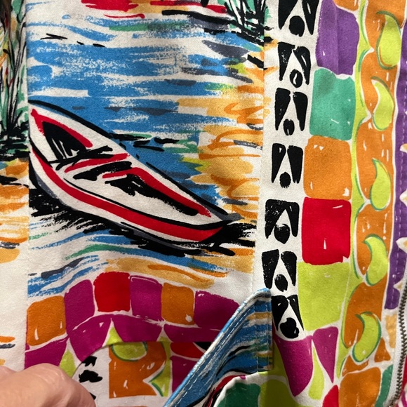 HARVE BENARD Vtg Geometric Vibrant Colorful Zip Jacket Blazer SZ 14 Artsy - Picture 3 of 7